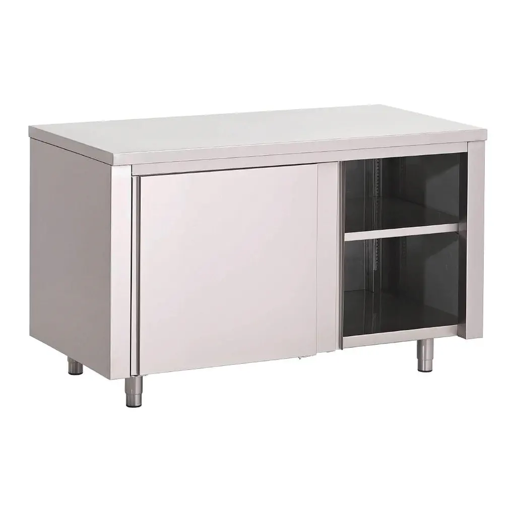 Table armoire inox avec portes coulissantes Gastro M 1400 x 700 x 850mm