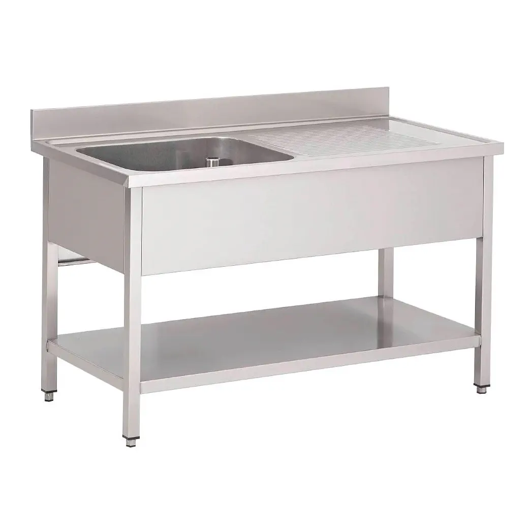 Plonge inox avec étagère basse Gastro M 1 bac à gauche 120 x 70 x 85 cm