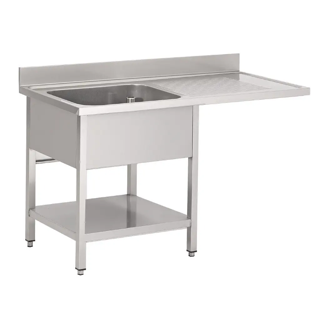 Plonge inox avec étagère basse et emplacement lave-vaisselle Gastro M 1 bac à gauche 120 x 70 x 85 cm