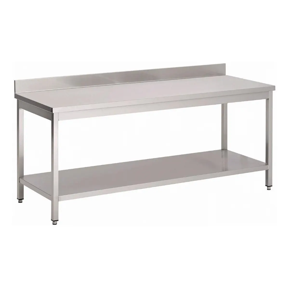 Table inox avec dosseret et étagère basse Gastro M 1800 x 600 x 850mm