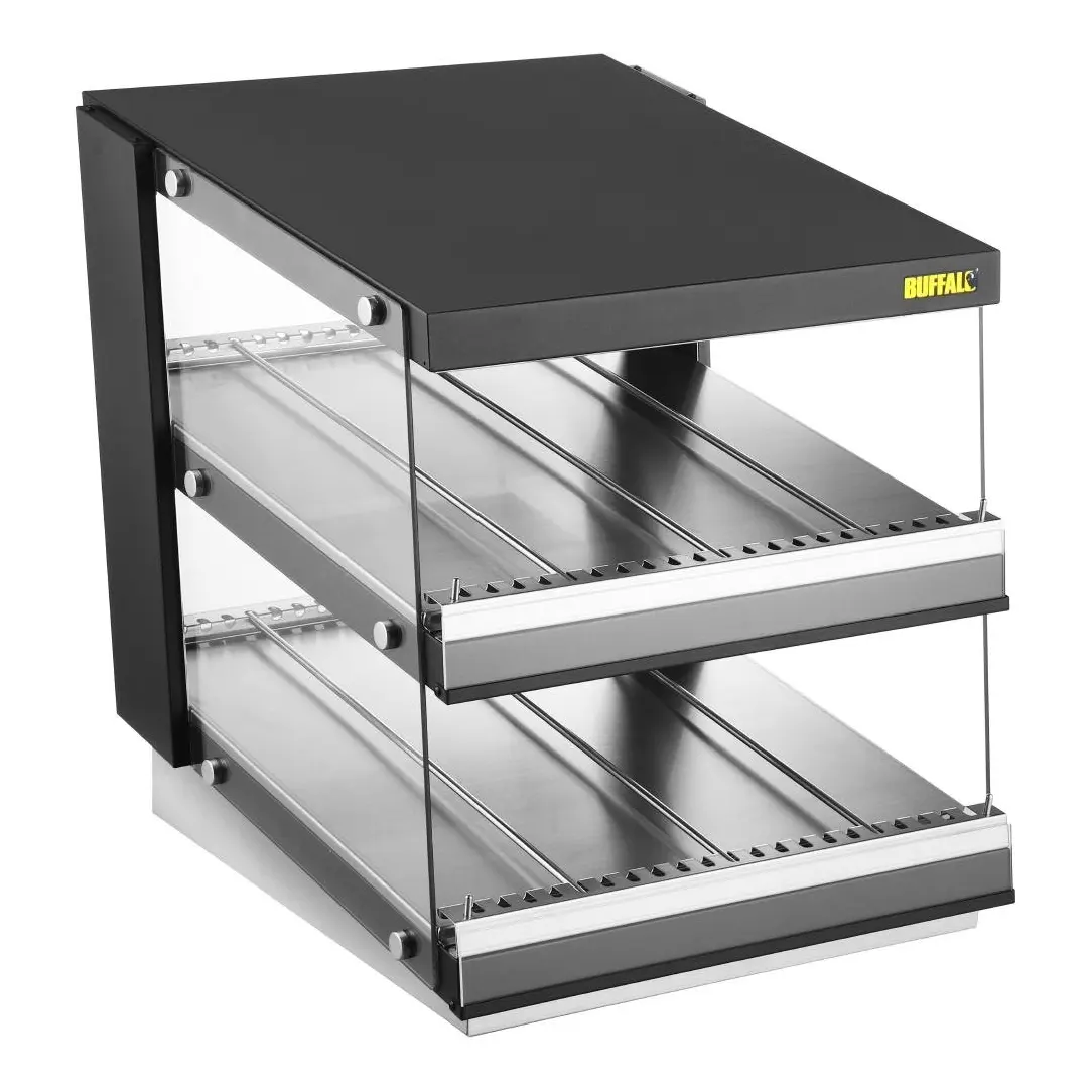 Vitrine chauffante inclinée à glissière Buffalo 2 étagères