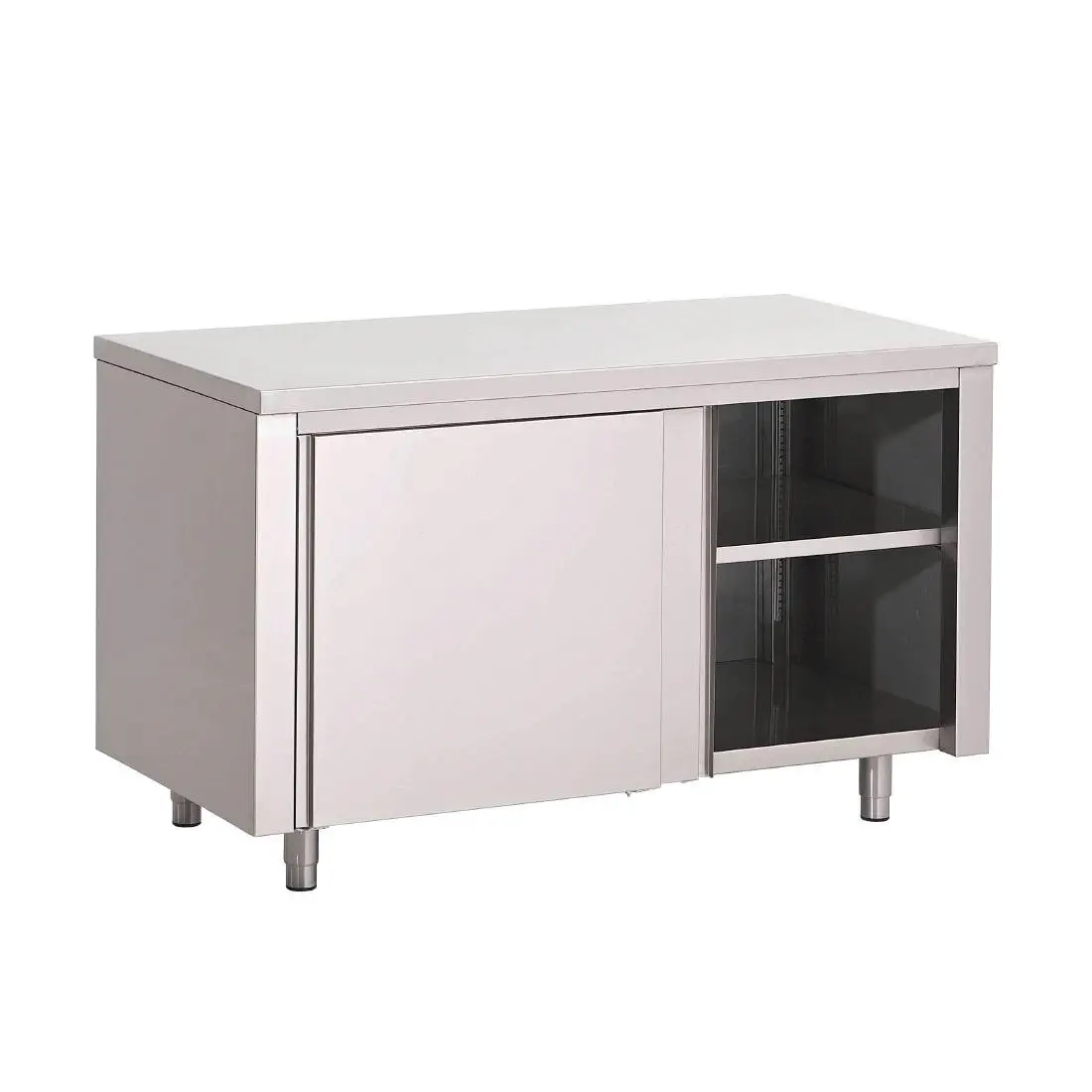 Table armoire inox avec portes coulissantes Gastro M 1000 x 700 x 850mm