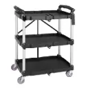 Petit chariot pliant en polypropylène Vogue 3 niveaux noir