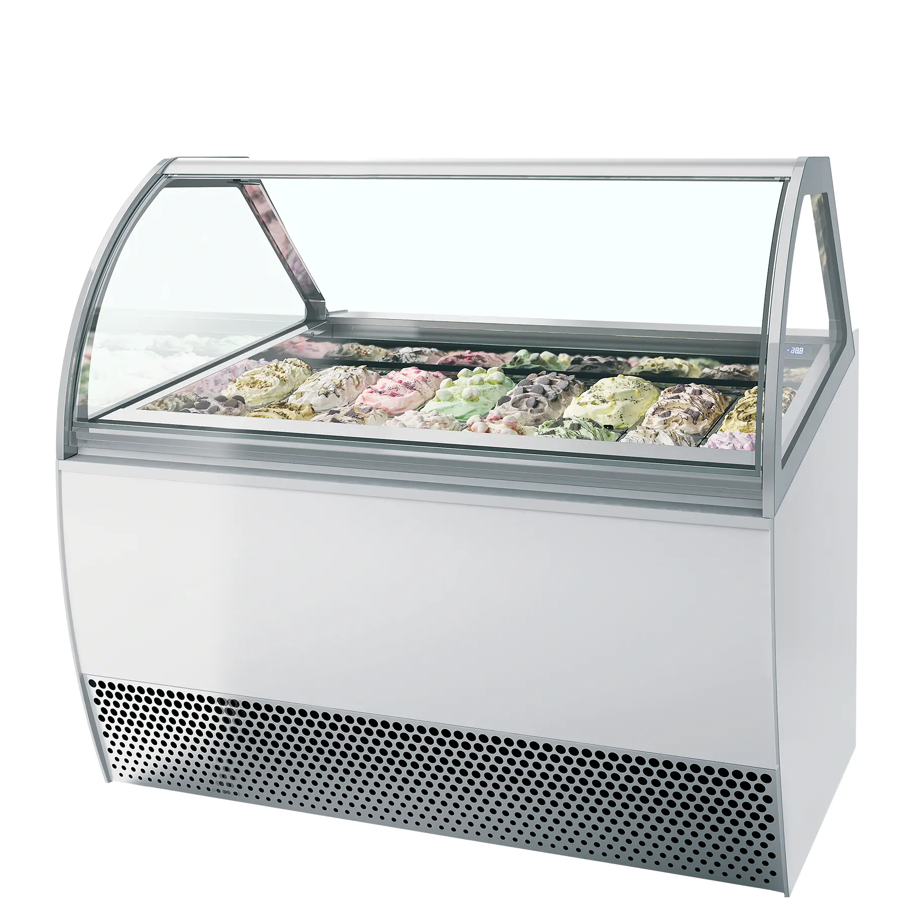 Vitrine ventilée comptoir à glaces Millenium vitre bombée 18 bacs Napoli de 5L