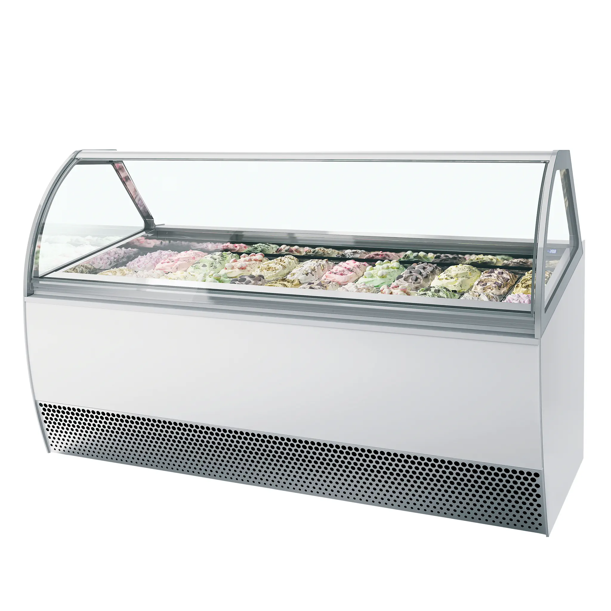 Vitrine ventilée comptoir à glaces Millenium vitre bombée 24 bacs Napoli de 5L