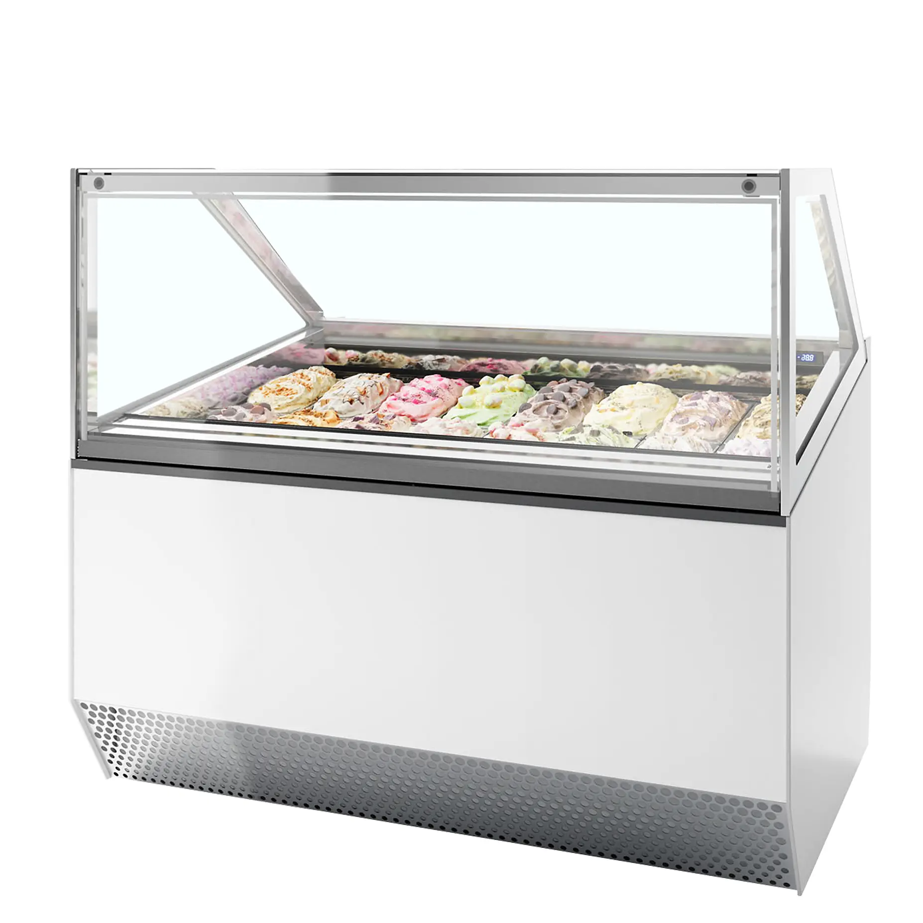 Vitrine ventilée comptoir à glaces Millenium vitre droite 16 bacs Napoli de 5L