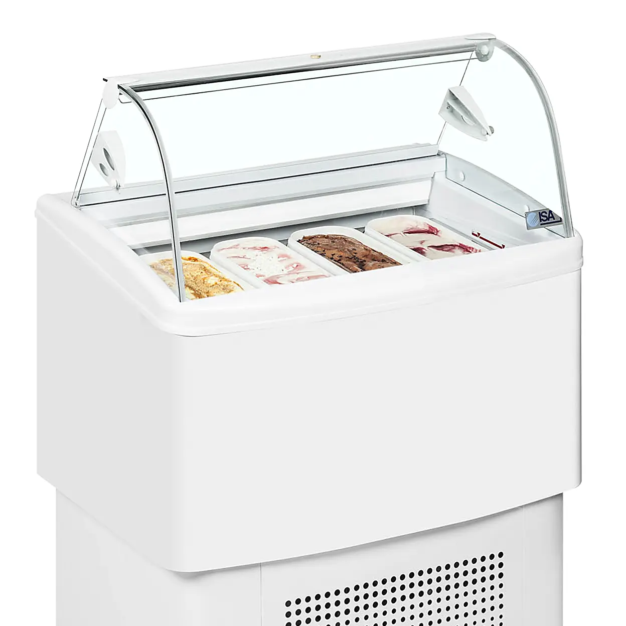 Vitrine ventilée comptoir à glaces Fiji vitre bombée 4 bacs Napoli de 5L