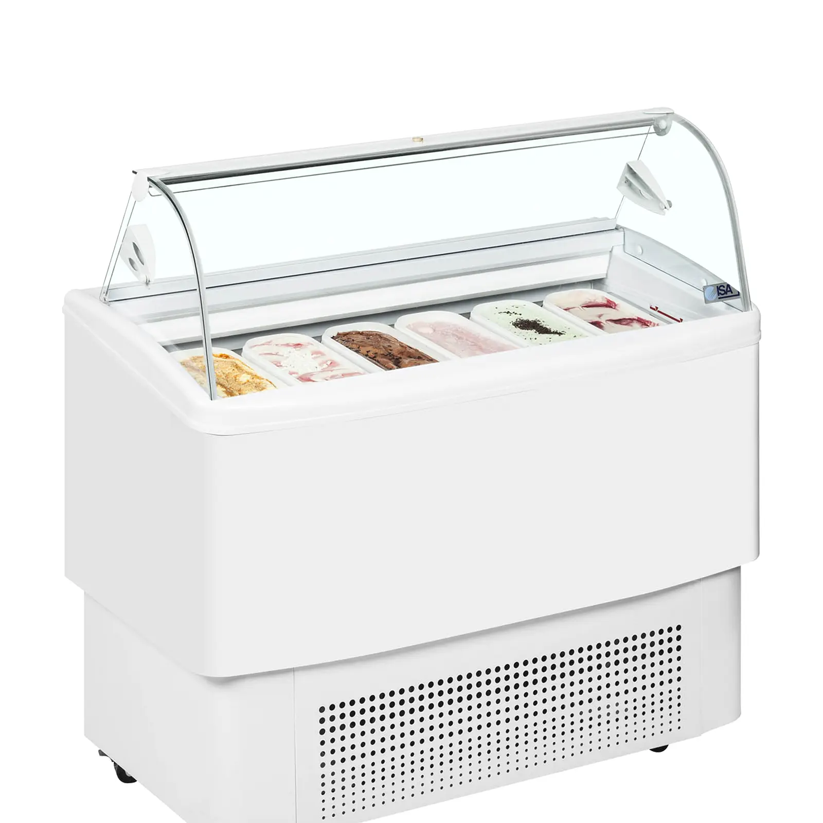 Vitrine ventilée comptoir à glaces Fiji vitre bombée 6 bacs Napoli de 5L