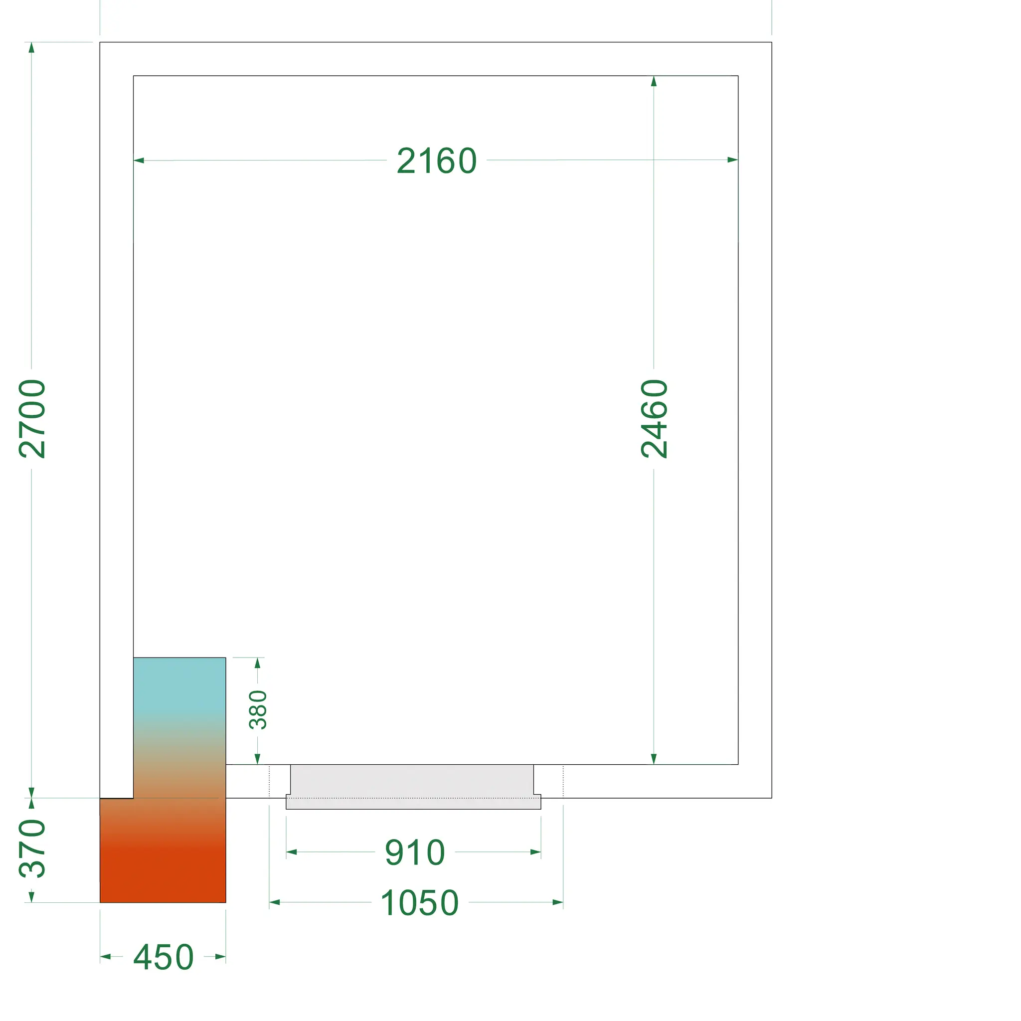 Chambre froide négative avec groupe 2400 x 2700 x 2200 mm