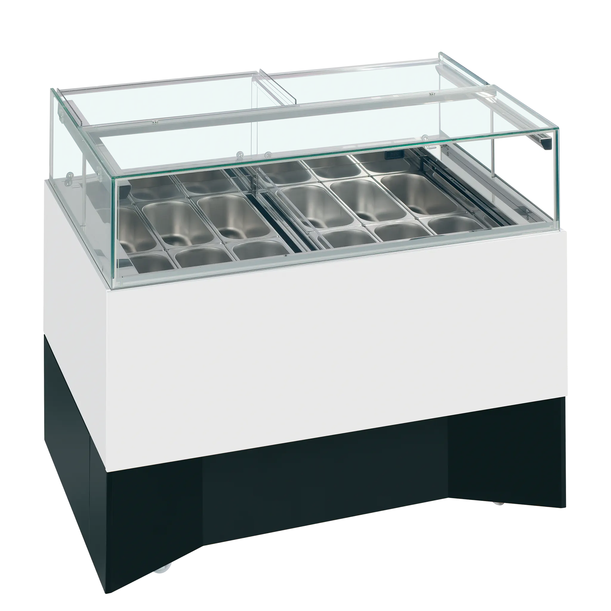 Vitrine comptoir à glaces Delta froid ventilé bizone  12 bacs Napoli de 5L