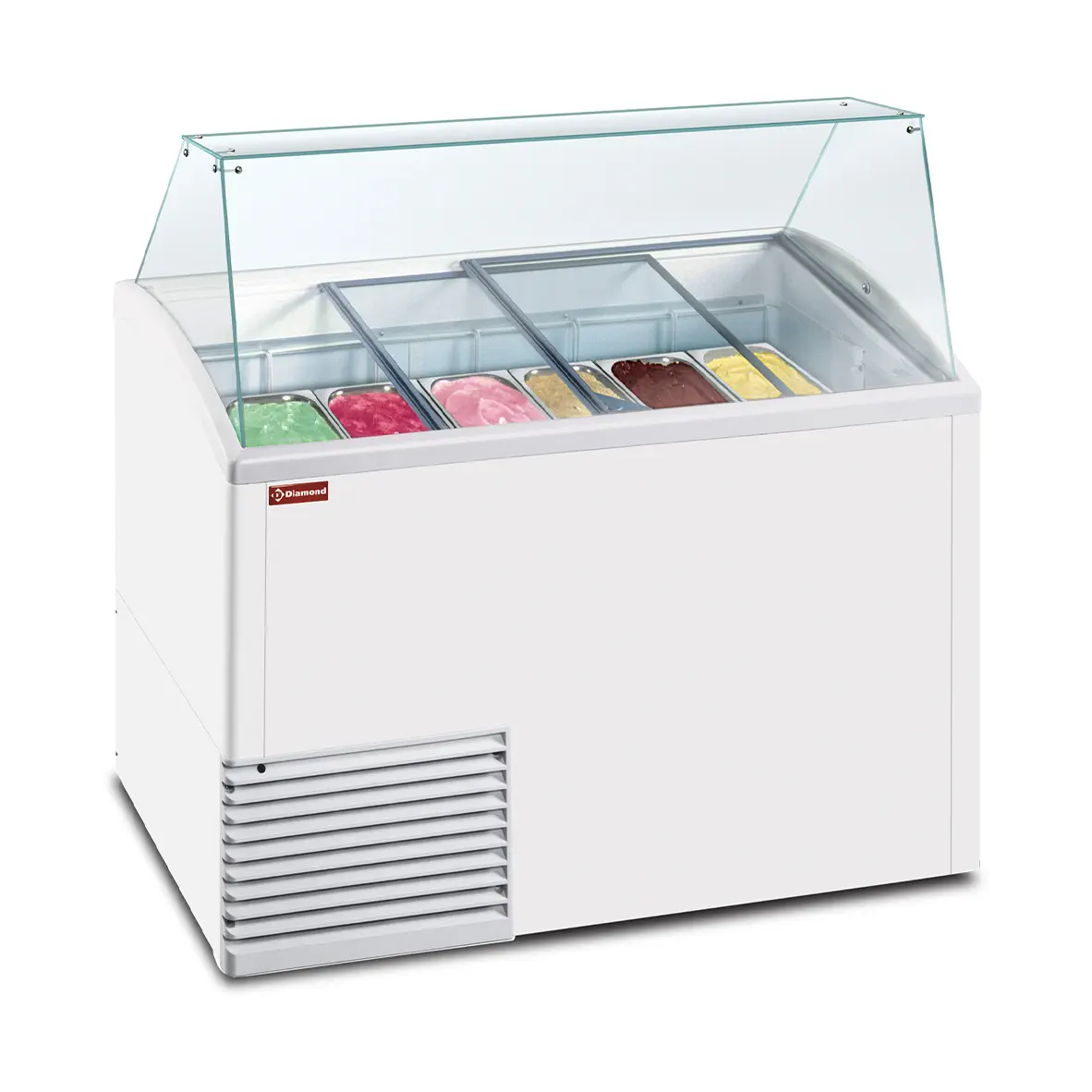 Comptoir présentoir pour crème glacée, 10 bacs (5 Lt) - 1341 x 725 mm