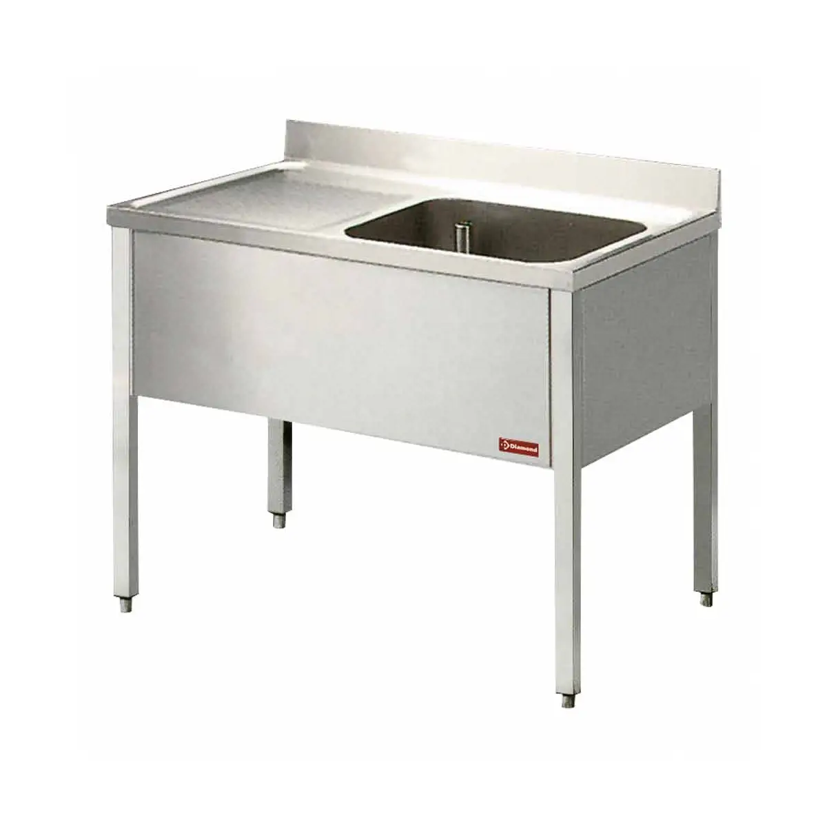 Plonge 1 cuve et 1 égouttoir à gauche, avec piétement - 1200 x 600 mm