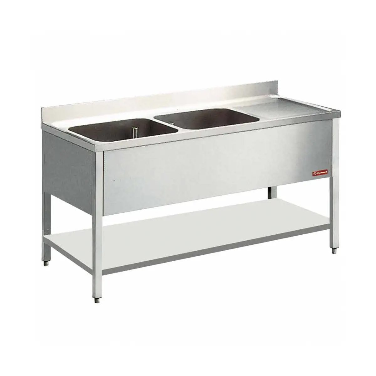 Plonge 2 cuves et 1 égouttoir - 1600 x 700 mm