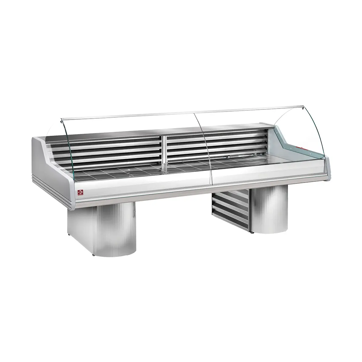 Comptoir vitrine réfrigéré à vitre bombée, sur socles - 3000 x 1195 mm