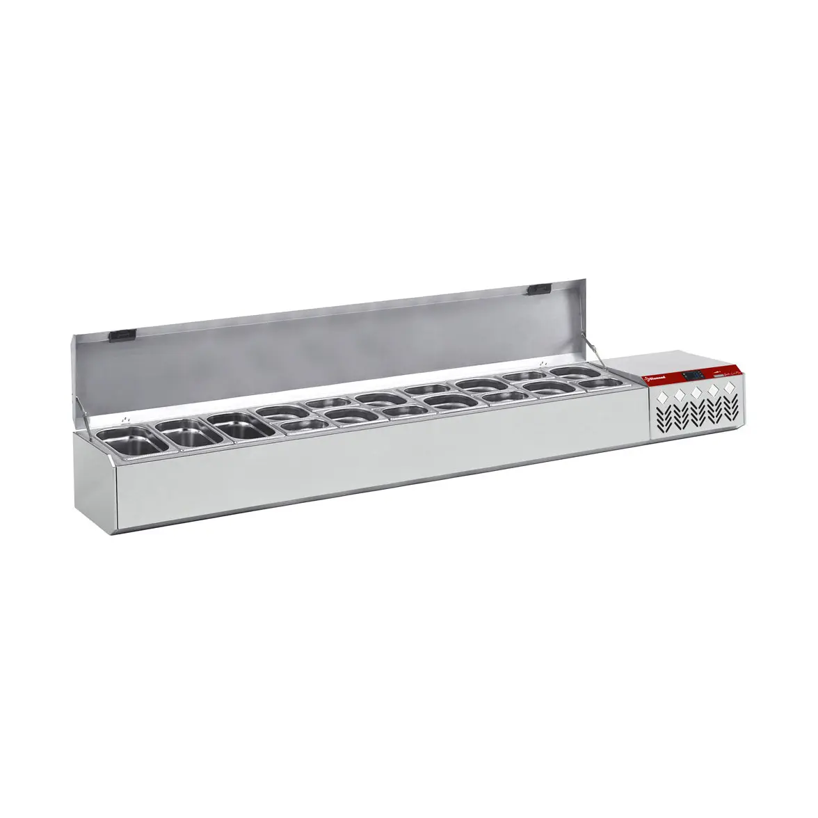 Structure réfrigérée GN 10x1/4, 1x1/9, avec couvercle - 2260 x 324 mm