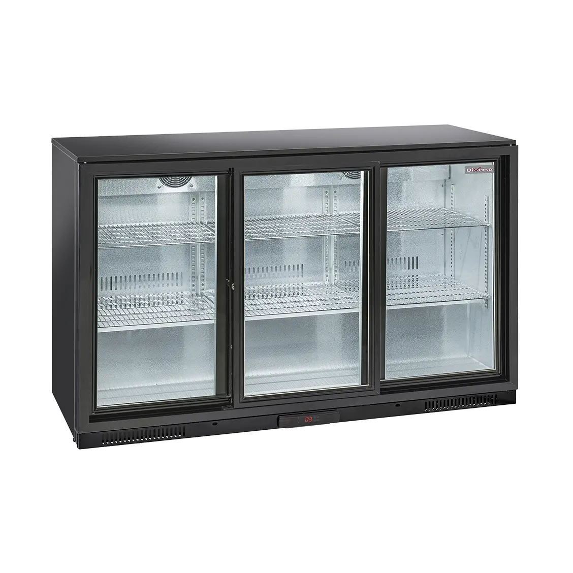 Refroidisseur de bouteilles "arrière bar" ventilé, 3 portes  vitrées coulissantes