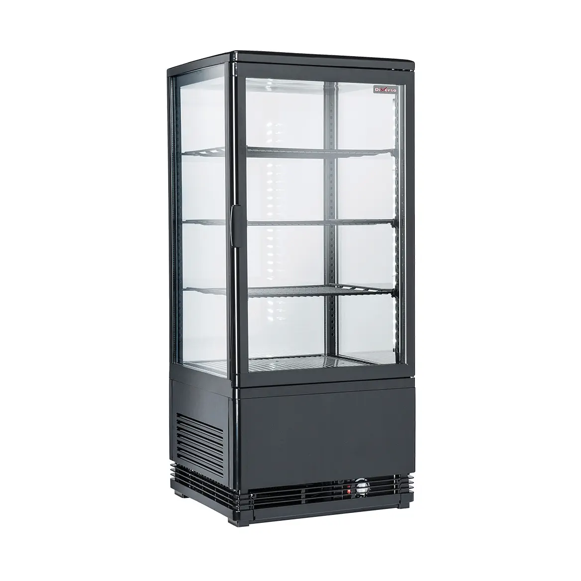 Vitrine de table ventilée, 4 faces vitrées, 4 niveaux, 80 litres - "Noire"