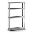 Etagère inox e = 1,5mm 1200x300x2000 mm sans renfort omégas 4 niveaux