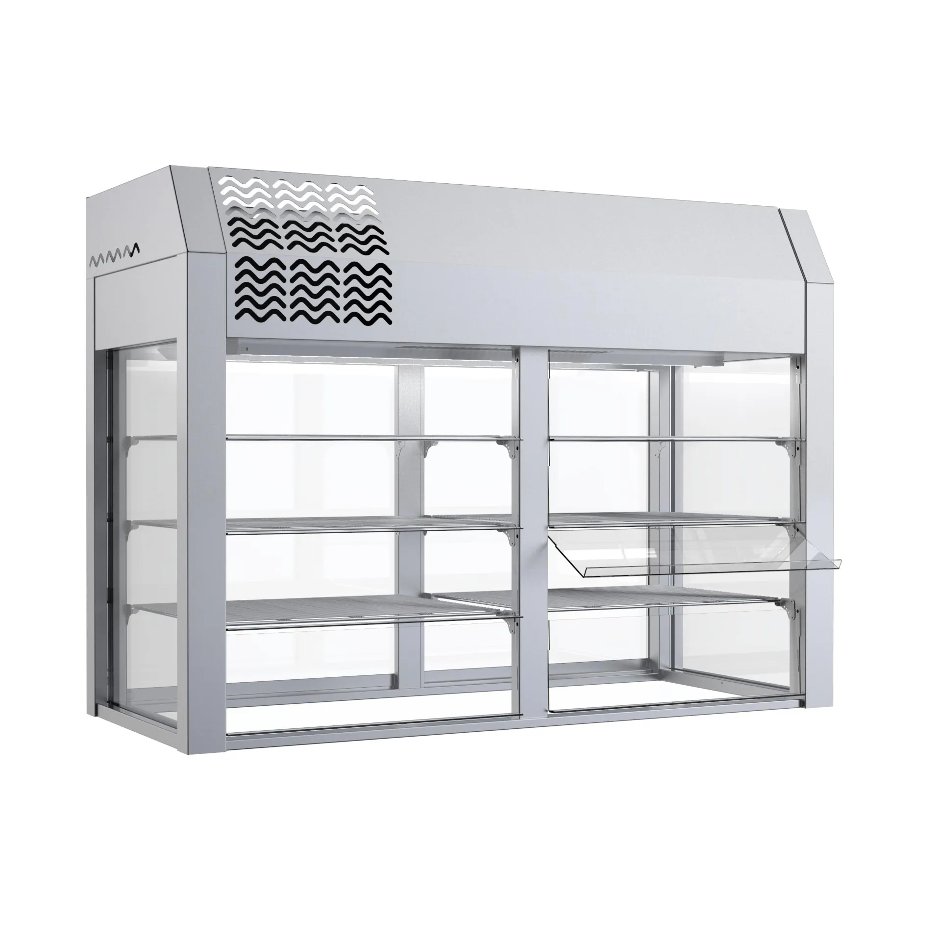 Vitrine réfrigérée 3 niveaux 4 GN 1/1 avec cuve froide statique (portes battantes)