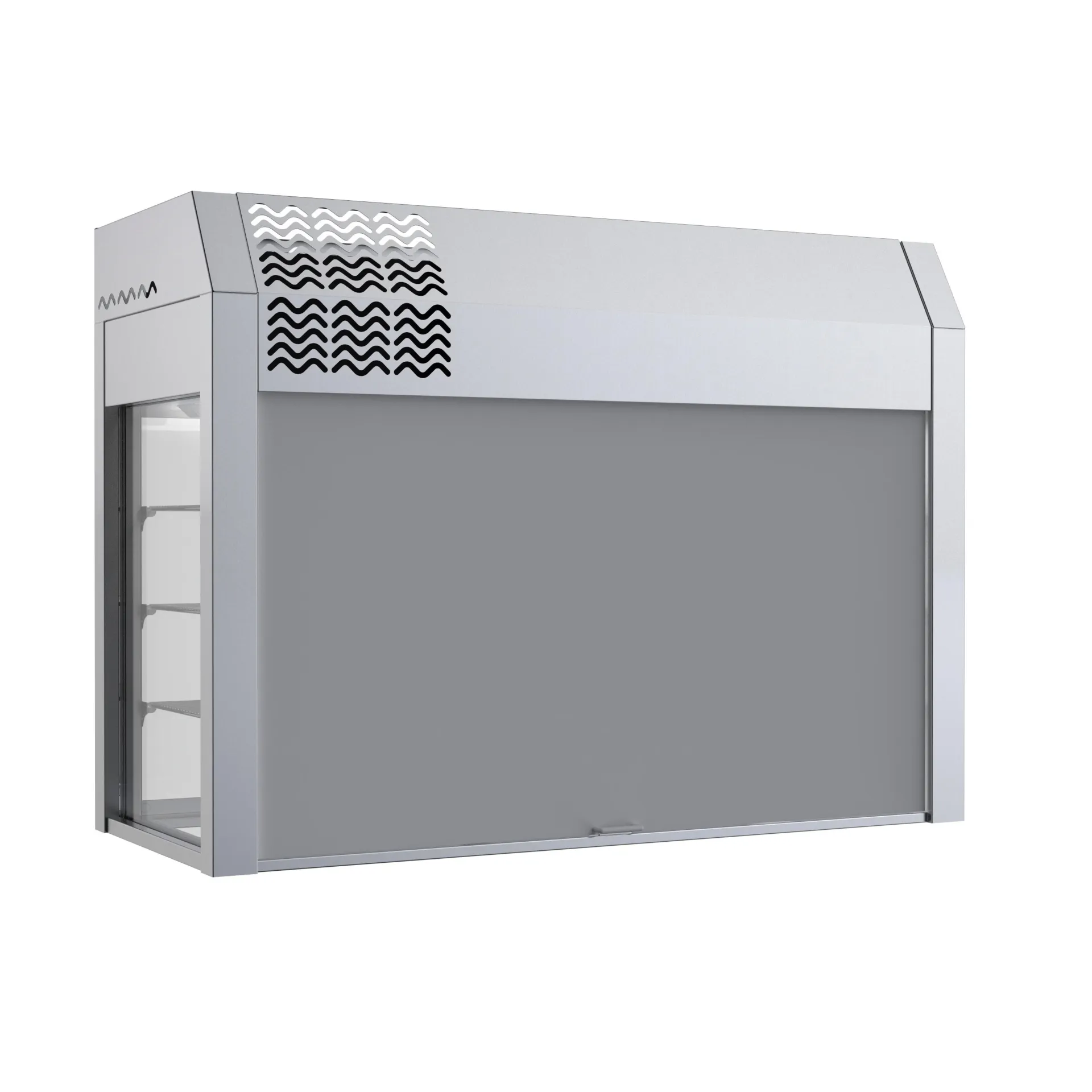 Vitrine réfrigérée 3 niveaux 4 GN 1/1 avec cuve froide statique (rideau thermique)