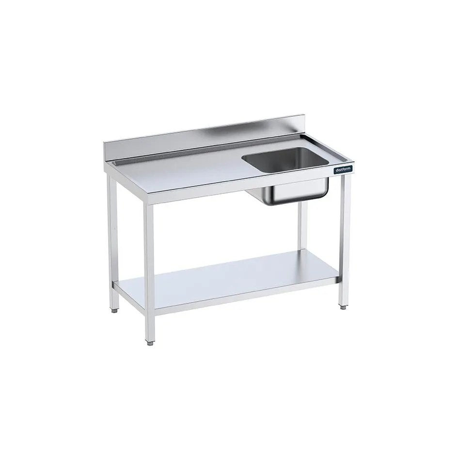 Table de 1000x700 avec bac D, bord anti-ruissellement et étagère