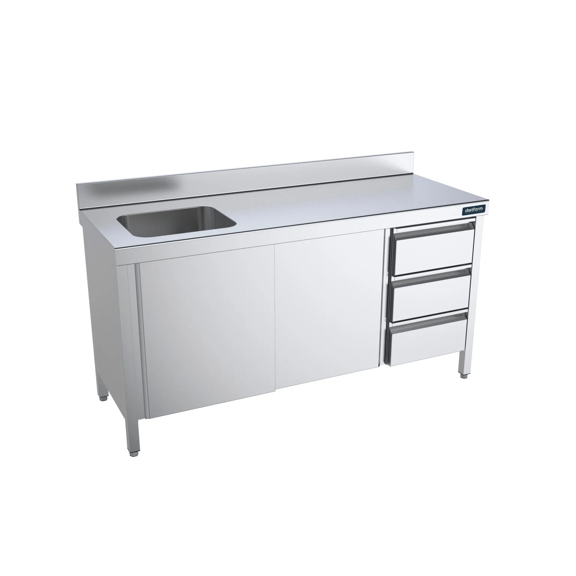 Table de 2200x600 avec portes, module et bac à gauche