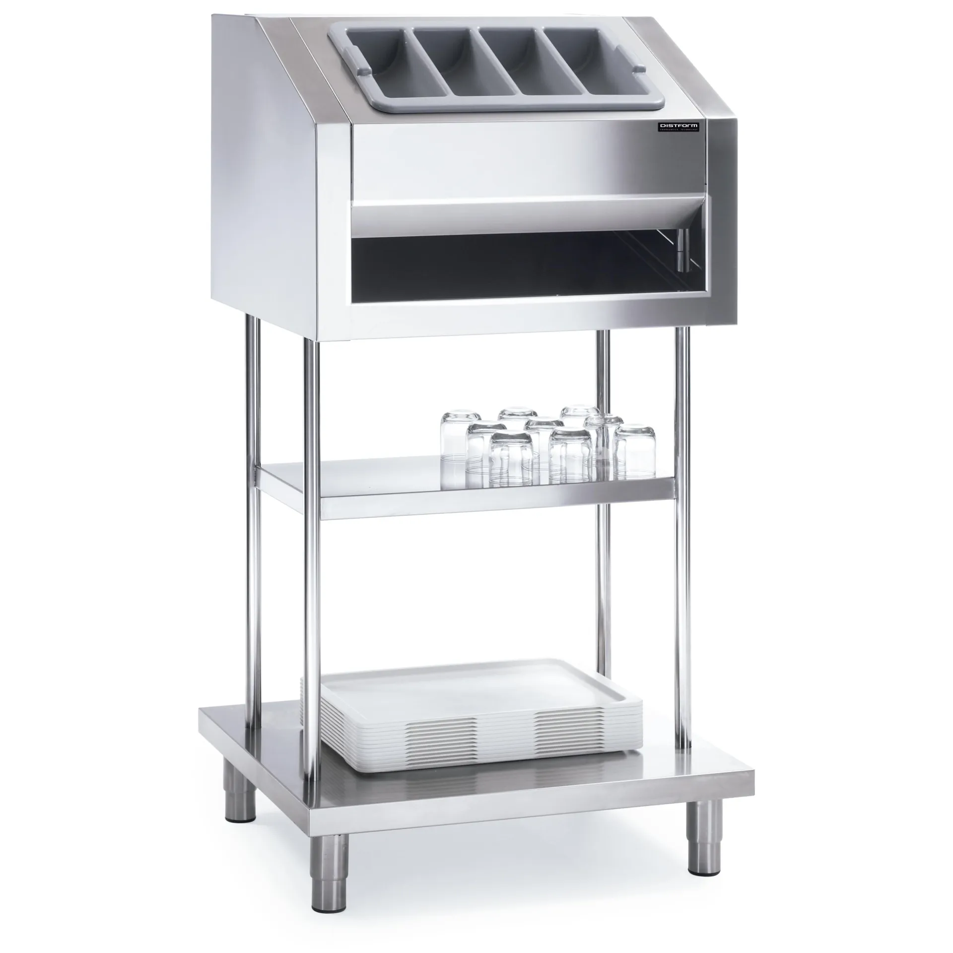 Distributeur de plateaux, couverts et trémie pour pain 800x700x1520