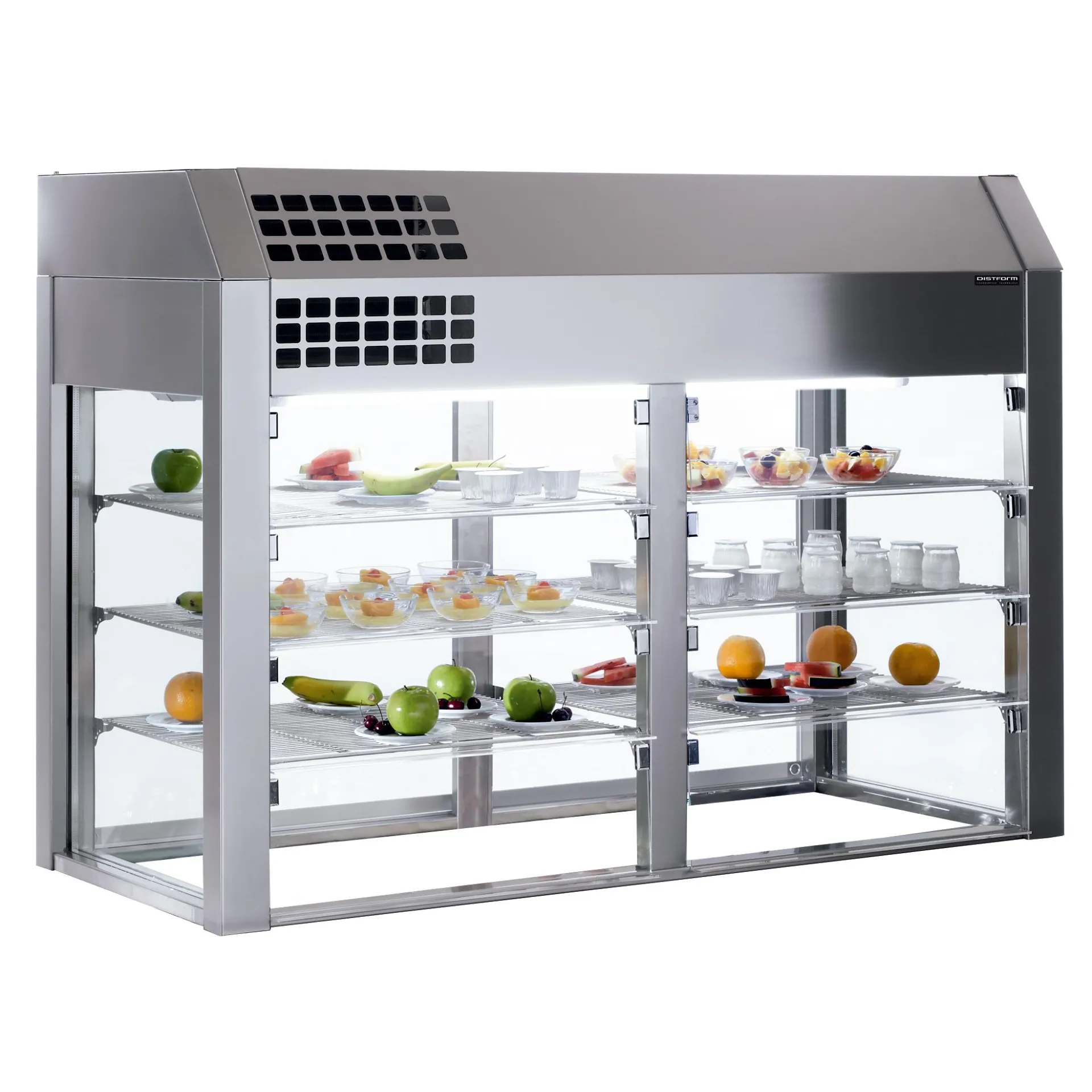 Vitrine réfrigérée 3 niveaux 4 GN 1/1 sans base isolée (portes battantes)