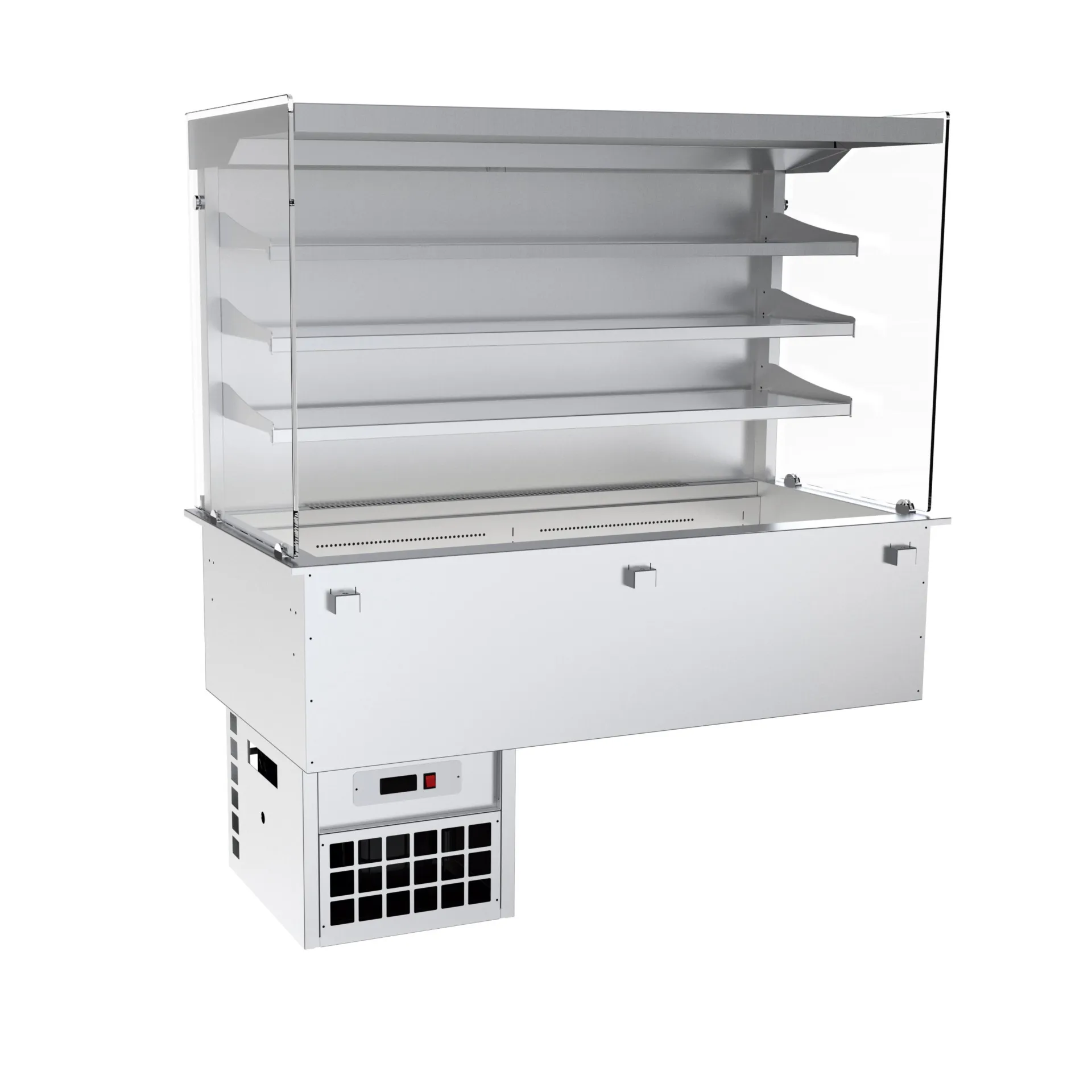 Buffet vitrine réfrigérée murale droite avec portes battantes intégrées GN 4/1