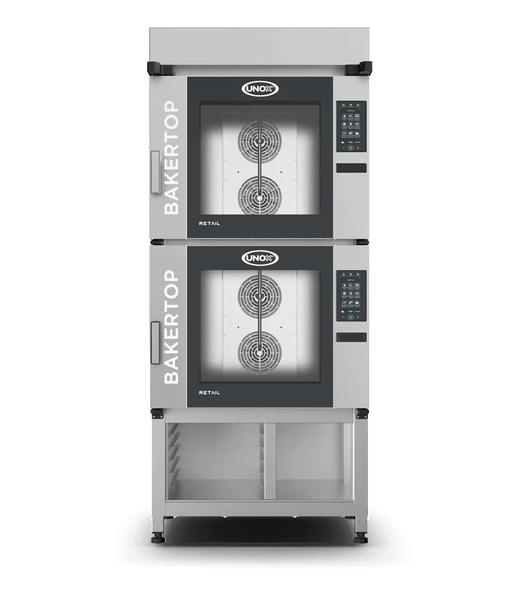 BAKERTOP RETAIL™ - Four mixte boulangerie 12 niveaux 600x400 avec hotte Waterless, charnière droite