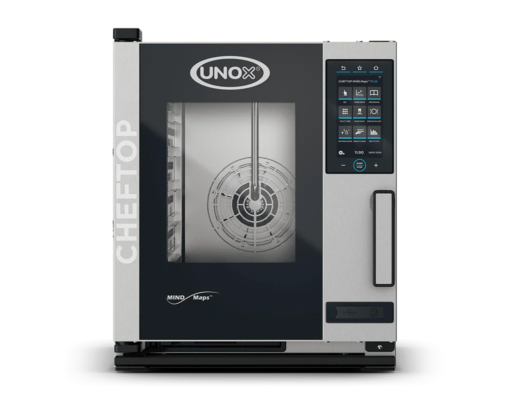Four mixte CHEFTOP MIND.Maps™ PLUS COMPACT 5 GN 2/3 Électrique Chambre inox AISI 316L - charnière gauche
