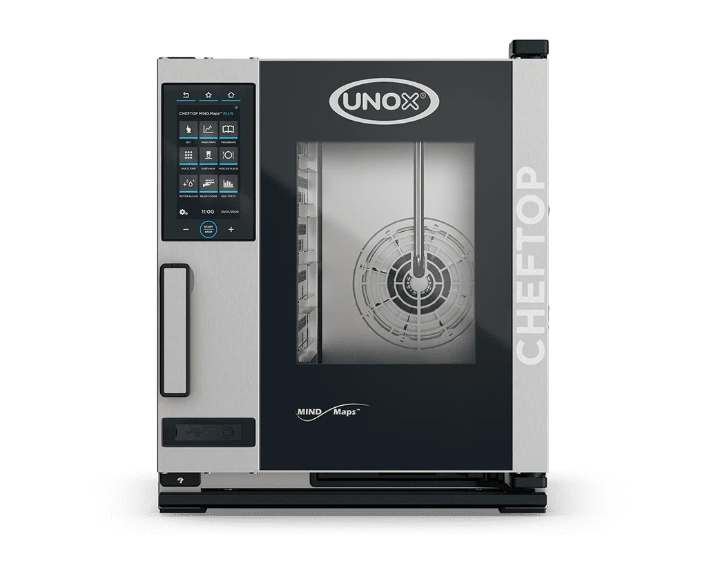 Four mixte CHEFTOP MIND.Maps™ PLUS COMPACT 5 GN 2/3 Électrique Chambre inox AISI 316L - charnière droite