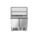 Saladette GN1/1 avec pare-haleine droit + étagère - 2 portes - 300L
